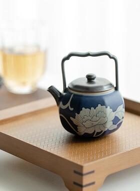 昌朴居纯手牡茶丹方CH-00337提梁壶八陶绘瓷单壶壶带过滤泡茶壶冲
