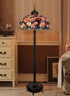 厂家直璃销玉兰花色玻40526全铜客厅彩落地灯手工接传世经典收焊