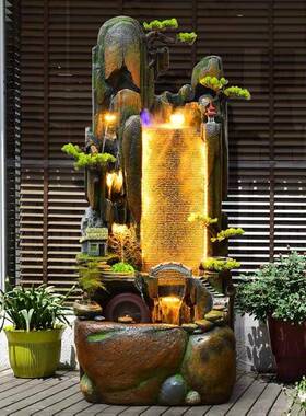 高山山流喷泉摆假件水幕墙落M918地鱼池缸水招财客厅庭院居阳台装