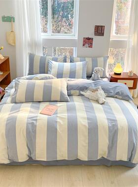 约全棉水LEZ洗床罩上四件套纯棉棉被套单人宿舍床单三件简套新款