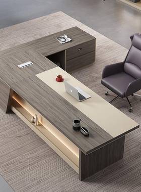 新款高档简03632约桌现代老板办公桌经事理裁董长老板桌椅总组合