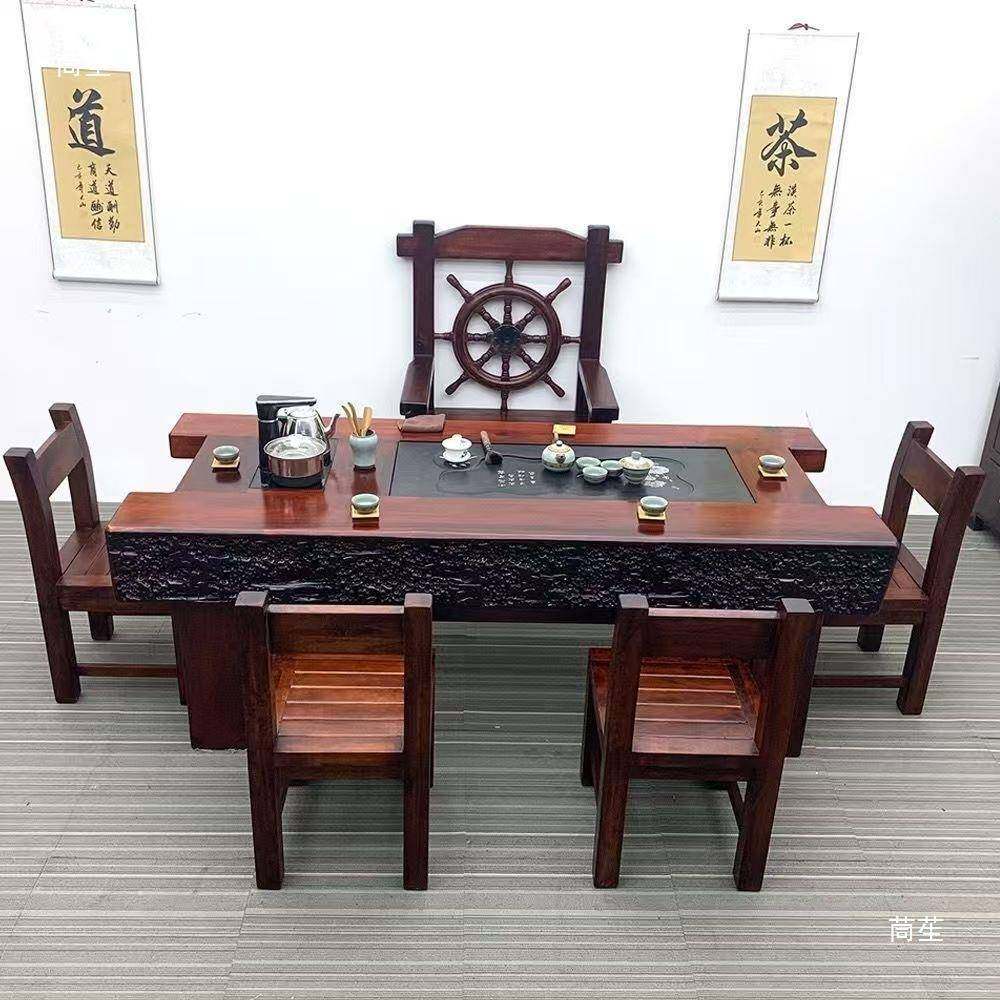 老QKF船茶桌椅组合实木用全套茶艺茶家几办公洽谈室会客桌龙骨木,商业/办公家具,茶台/茶桌,淘宝优惠券,粉丝福利购,淘宝优惠卷