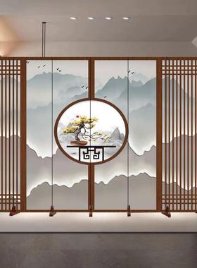 新中式可屏风隔断餐厅店入户关家用酒客RQM厅办公室玄移动屏风隔