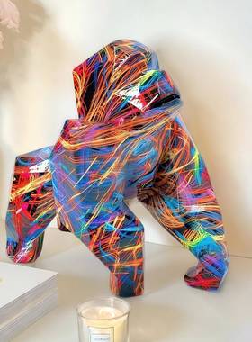 无品牌/新炫款热销公创意彩几何猩猩摆件家居桌面书房办室好物树