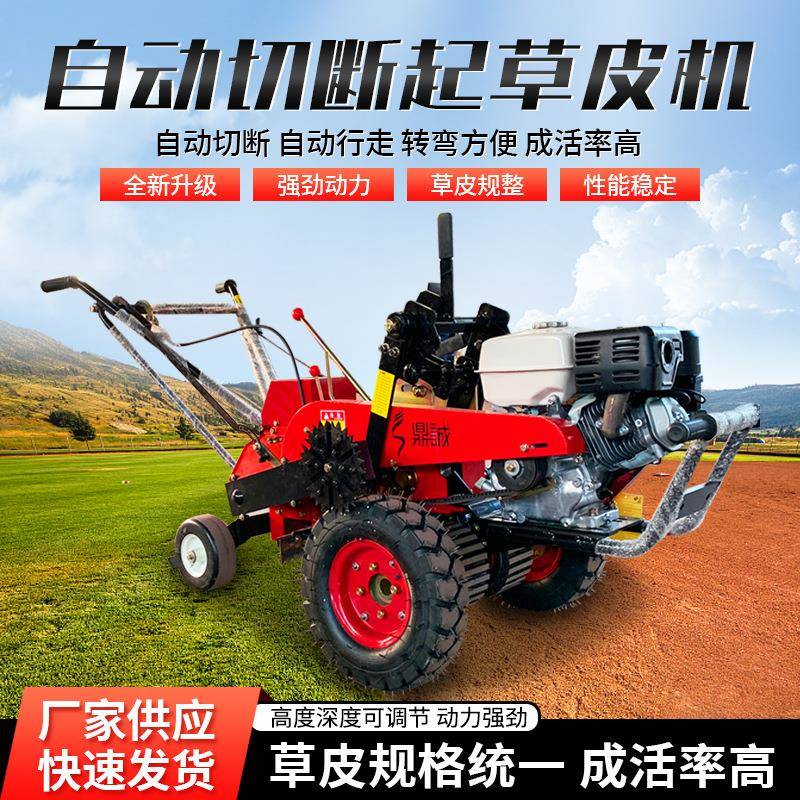 草坪切线手画起草皮机147线自动铲草机扶内燃式自动切全断一体机