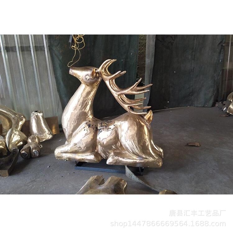 大型铜雕梅花鹿雕塑小鹿母子鹿公园草坪户外长颈鹿铜雕塑羚羊雕塑