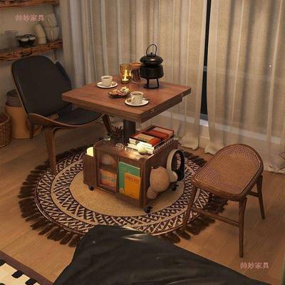 实木时代升动降茶几移推功PBA车茶桌叠餐折桌两用茶台多能客厅沙