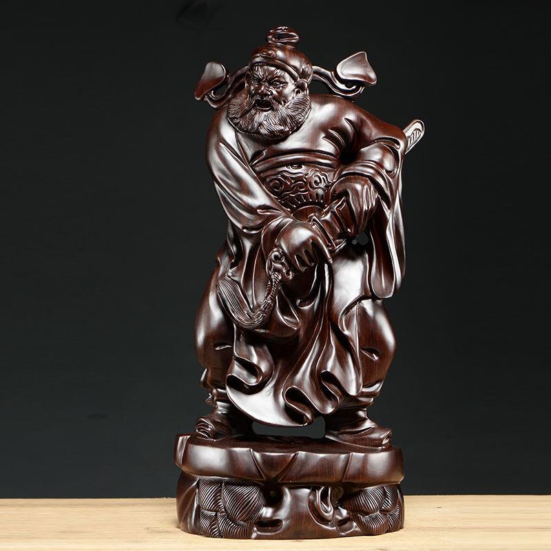 花木质雕刻LIX钟像梨摆件福神钟馗馗雕像家居客厅铺供奉店装饰工