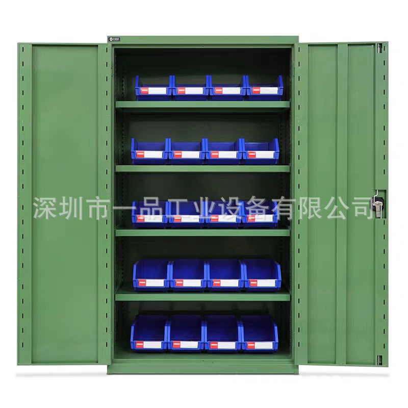 重型铁皮双开门工具柜带零件盒