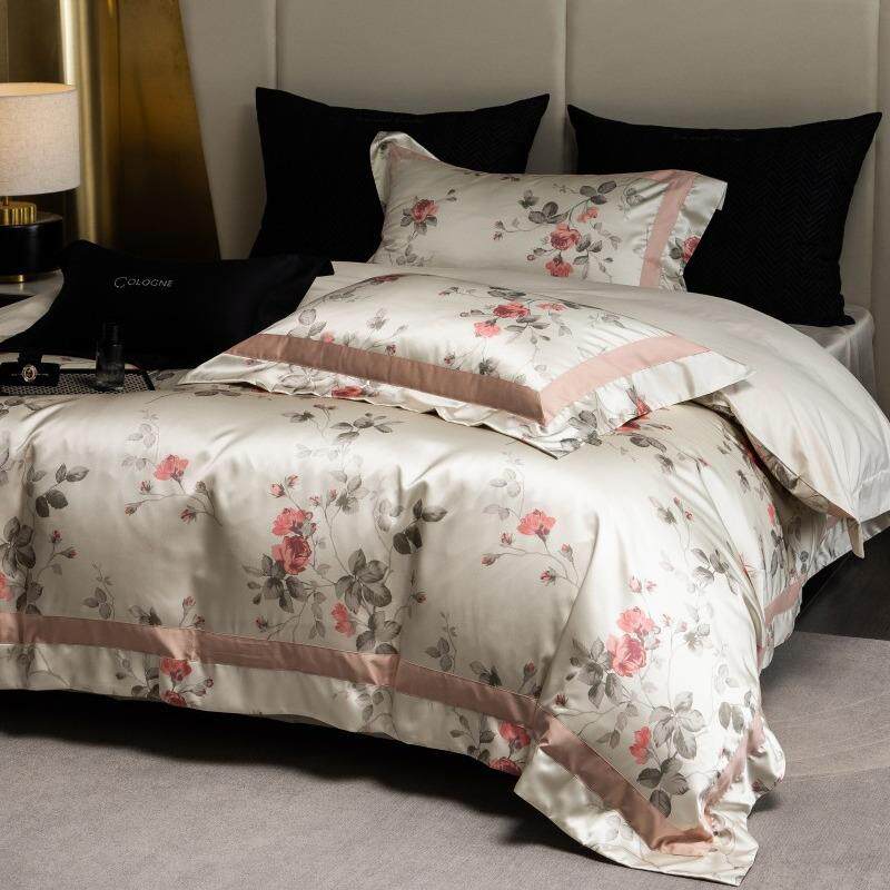 EFG美式裸田园风00S1单四件套全棉纯棉数码印花亲肤睡被套床床上