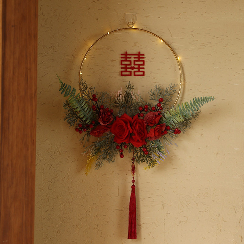 婚房装饰喜字花环门贴