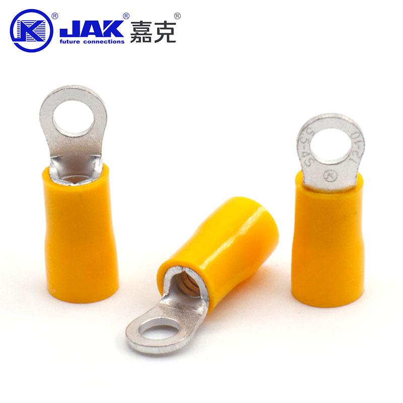 R5.5-4地S冷压无品牌/紫铜接片接线护接头圆形接线端子绝缘套V圆