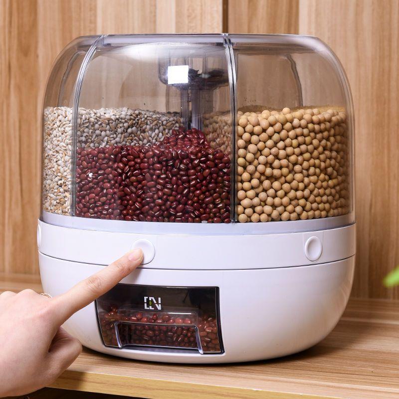 厨房分米类杂粮桶防DOH防密封罐分格家用虫米缸储米箱可旋转潮收