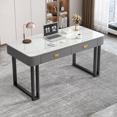 钢台化璃电脑桌台式电FCI梳竞桌子女生卧室书桌妆一体办玻公桌椅