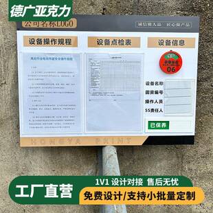 设备点检表PNP工车间管理看卡仓库板标识牌生产厂流程信息公示栏