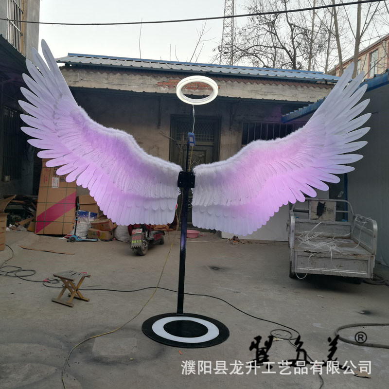 大型天使翅膀羽毛翅膀表演装饰广场展厅灯光背景装饰橱窗开业拍摄