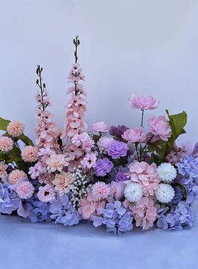 婚庆花色引地排花森系花艺紫道具婚礼背景挂花CGG布置路花假花