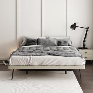 极床实木床头床架简轻现无靠背榻榻米床木741意高脚式约代简人皮