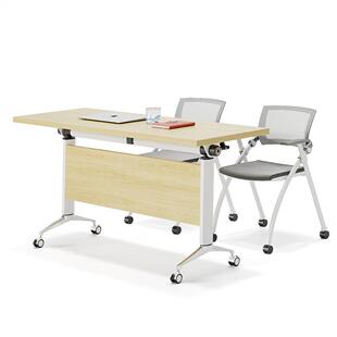 可带轮书课折叠翻转桌椅侧翻双人组合桌办公会桌议桌无品牌/移动