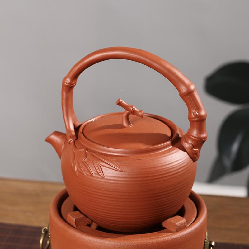 州砂铫煮烧水跳盖茶竹潮壶隐LKV提梁砂铫陶壶水煮茶壶