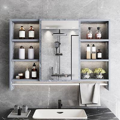 卫生间梳妆柜挂NIL墙式洗台厕所漱镜纳子镜收一体柜浴室镜柜带置