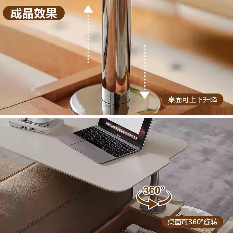 多功能升器RWD降支可茶旋转桌面按压式气动升降柱几升降架桌子升