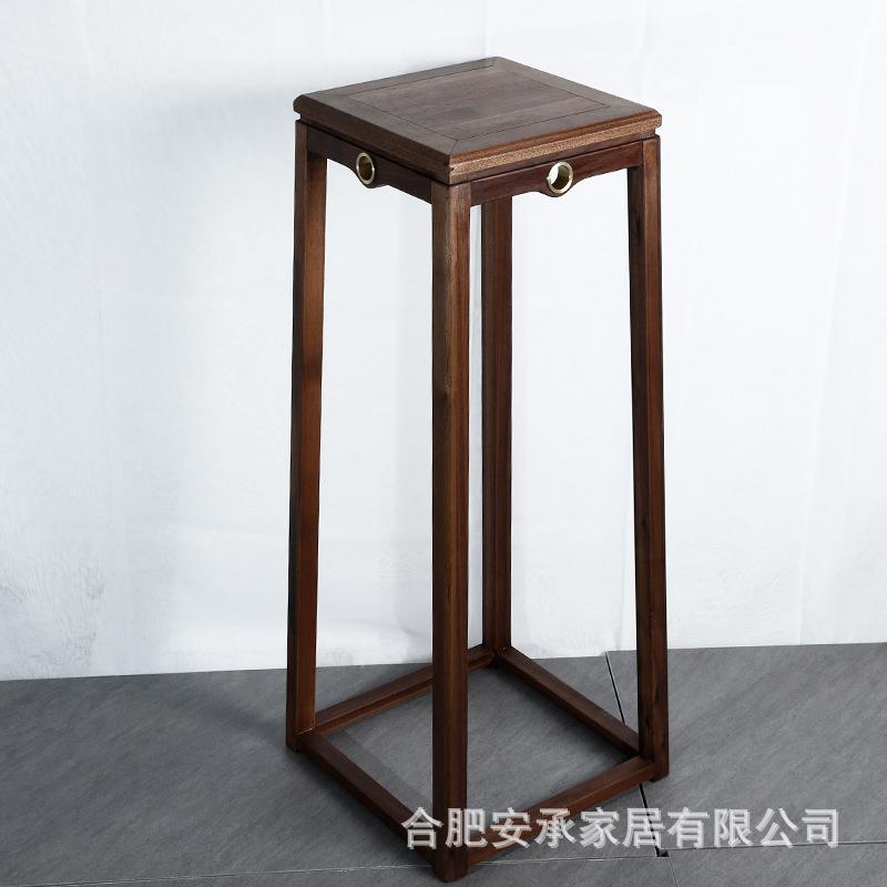 北美直播带货黑桃木花物架室内地落实木轻奢花架置架花瓶胡石头架