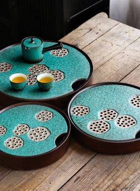 春竹笙茶盘CLCP2022陶瓷面板密茶胺底盘储水式干盘澜日式祖母泡绿