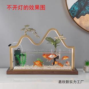 过滤BHG鱼缸新视款自环水流水摆件办公室客厅家循用玄饰关电柜装