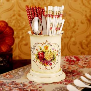 陶瓷收筷子筒家用欧式筷笼大号单112233筒纳厨沥水筷桶房餐勺具子