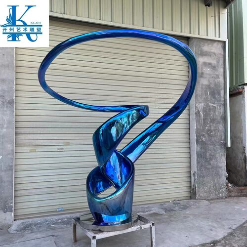玻璃钢抽象异行飘带螺旋雕塑酒店大堂售楼部展厅橱窗落地艺术摆件