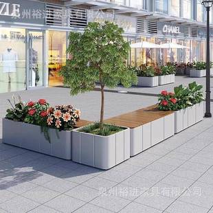 户外锈钢坐凳花箱组合广场不座楼椅售部花坛商场花花无品牌/池外