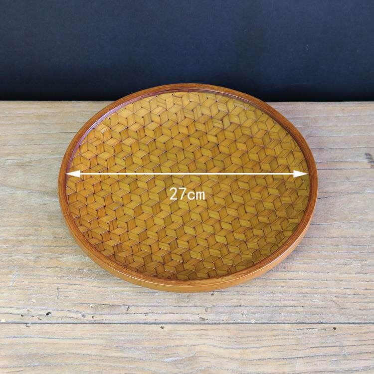 纯手工竹编径水果盘，精编织直27CLHS漆M盘，子植物大工艺