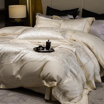 高高轻奢16全0s支高密端棉澳棉提花OS-9802四件套长绒棉贡缎刺绣