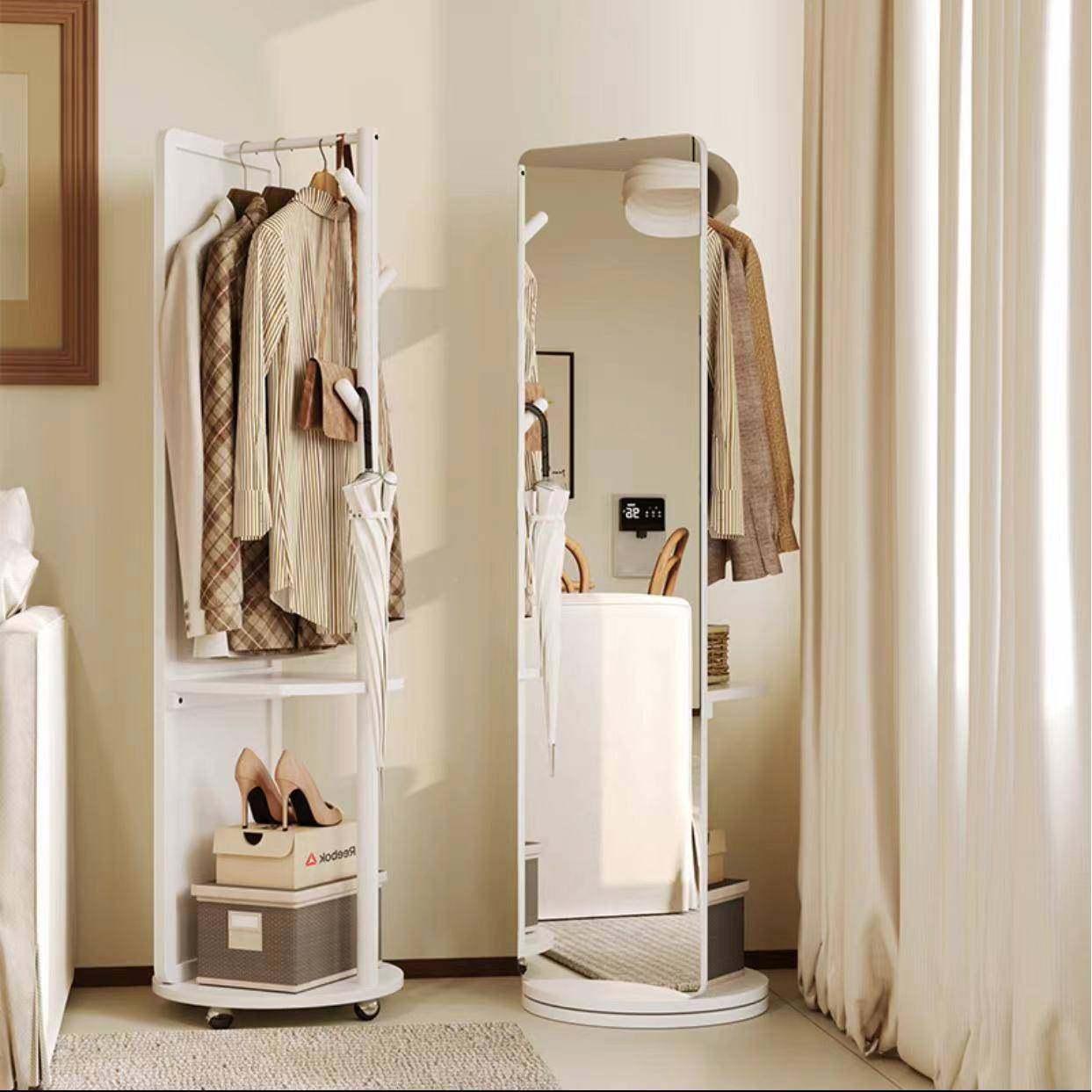 木穿衣镜全身落地镜家用卧室旋转无品牌/镜实挂衣架化妆可一体镜