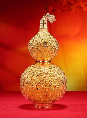 黄铜金色《花丝福葫芦》摆件家居客厅办公室装饰品开业乔迁礼品