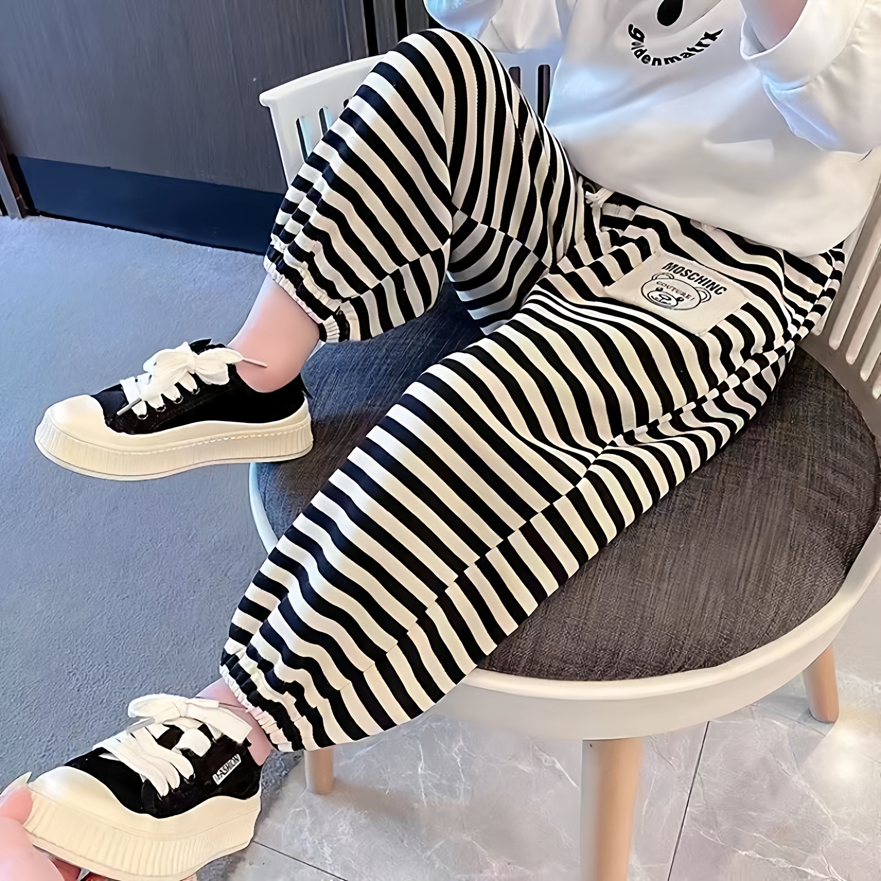 女童条纹裤春秋款运动裤