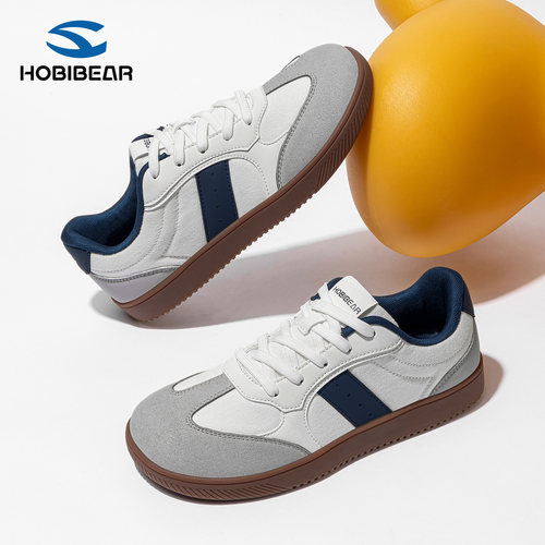 HOBIBEAR复古宽楦赤足舒适2025秋季新款百搭时尚德训鞋男士简约
