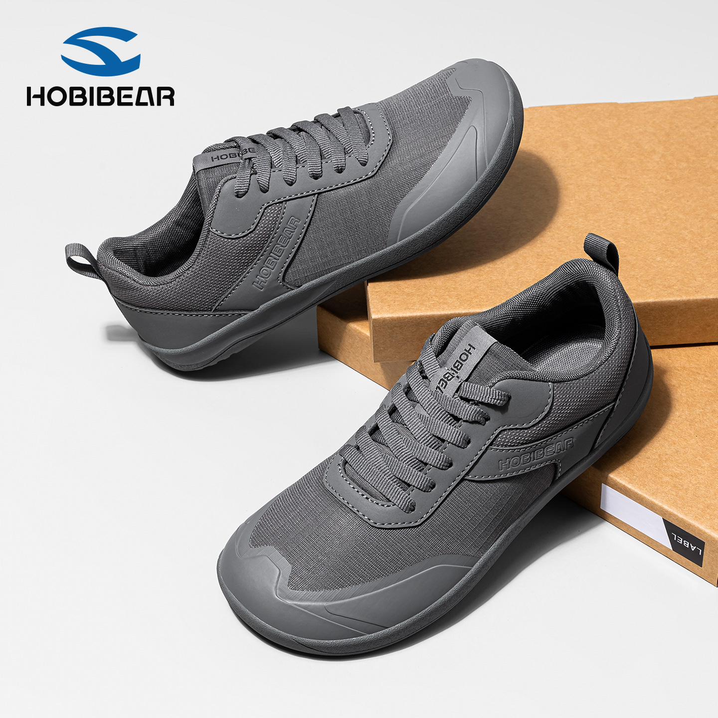 HOBIBEAR宽楦赤足鞋男士户外休闲简约攀岩举重舒适防滑减震软底