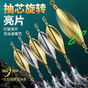 新款旋转亮片路亚饵金属铁板螺旋转假饵淡水马口翘嘴白条专杀鱼饵