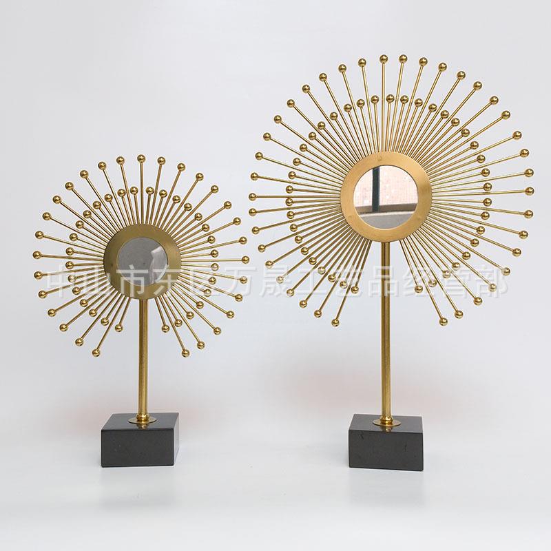 欧式家居圆形金属饰品摆件餐厅装饰工艺品家居轻奢金属太阳镜摆件