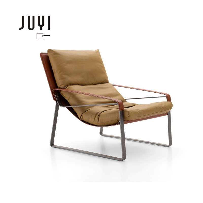 巨一简约现代北欧沙发休闲椅家用躺椅懒人椅子靠背椅设计师椅皮椅