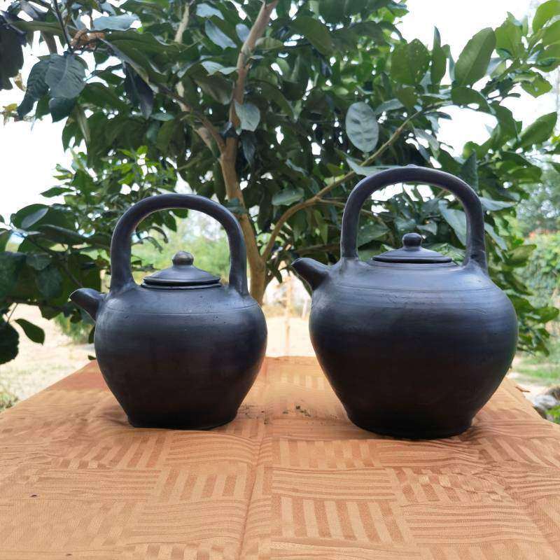 纯手工非遗黑陶复古怀旧天然养生土凉茶壶土窑柴烧杨林乌壶老式壶