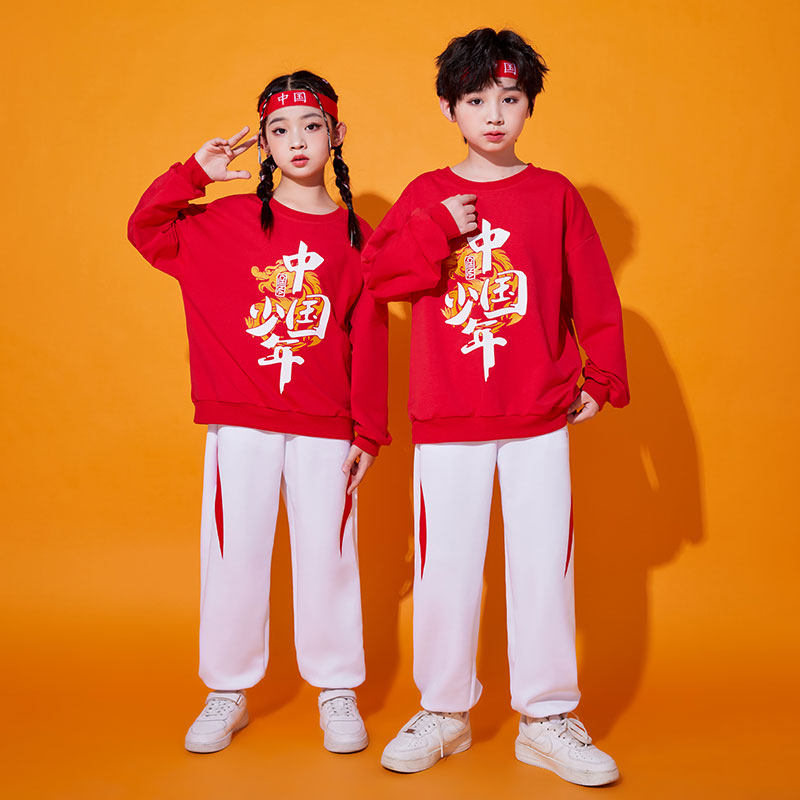 儿童啦啦队演出服装小学生运动会班服国庆中国少年服团体舞蹈表演
