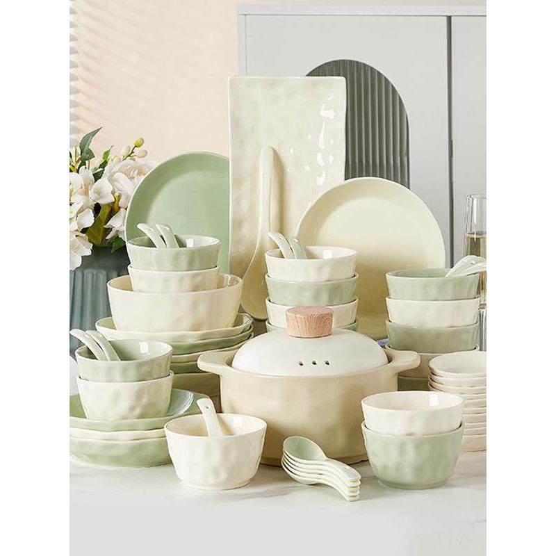 十人碗碟套装家用2025新款法式奶油风碗具碗盘轻奢乔迁碗餐具套装