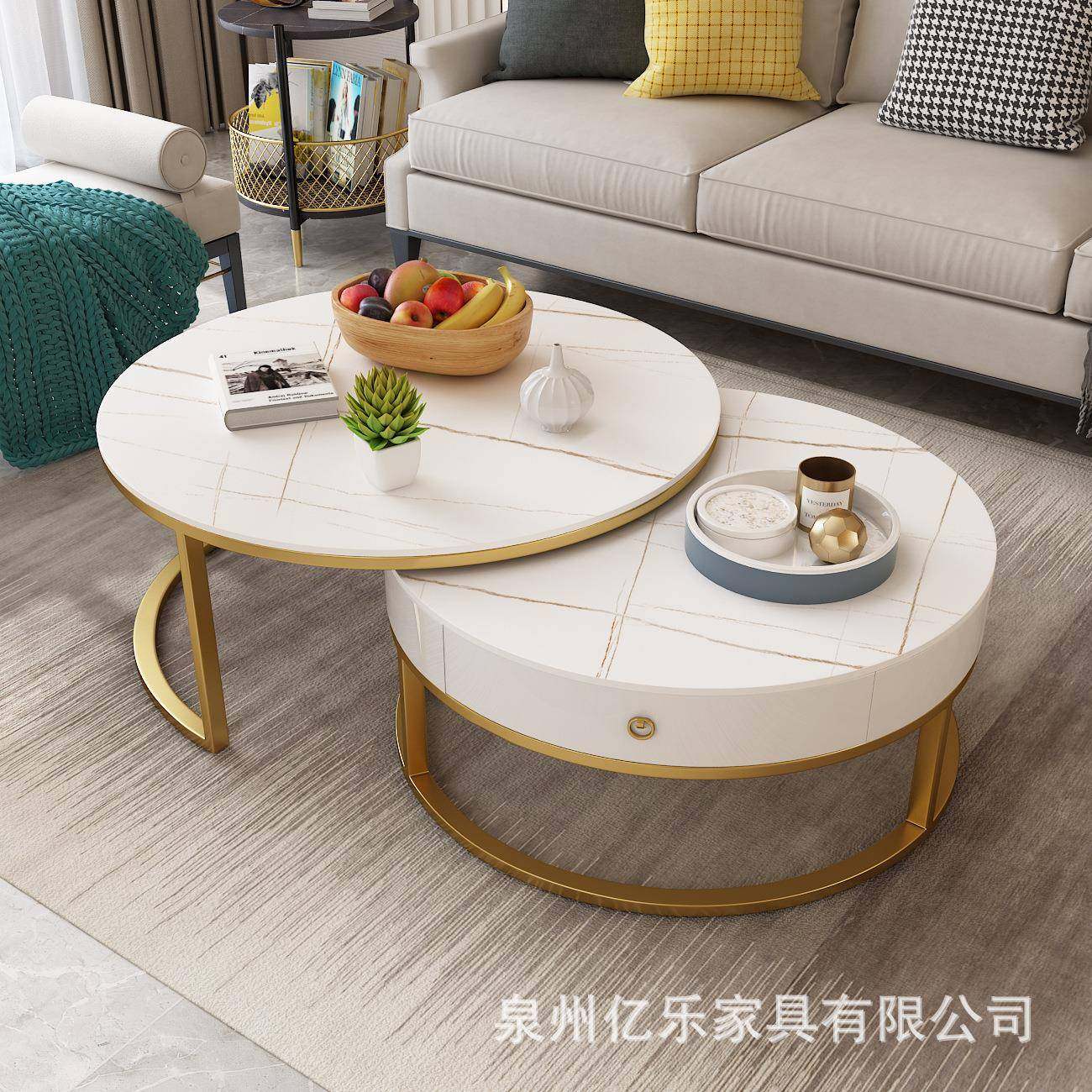 意式岩板子母茶几现代简约大小圆茶台带柜一体组合轻奢客厅储物柜,纺织面料/辅料/配套,纺织机械配件,淘宝优惠券,粉丝福利购,淘宝优惠卷