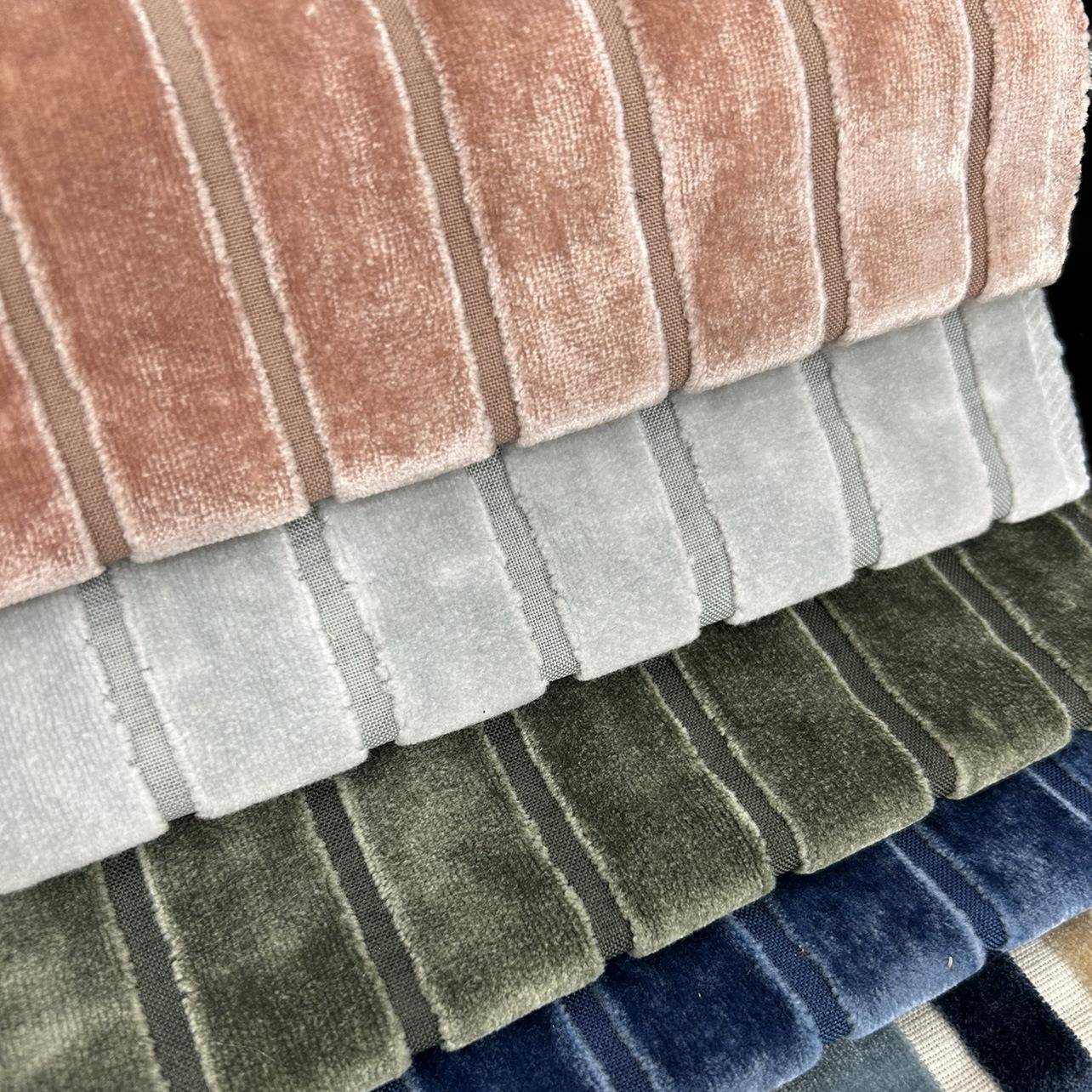 门幅140cm割绒粉色蓝色墨绿色单色纯色条纹条子样板房割绒沙发布