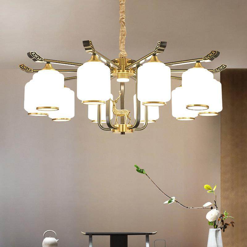 全铜新中式吊灯大气客厅灯轻奢别墅餐厅吊灯卧室2020新款古典灯具