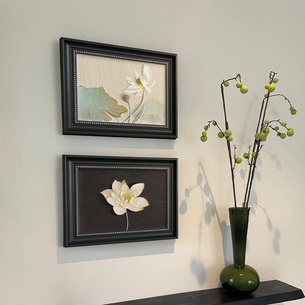 法式中国风电表箱盒装饰画客厅玄关荷花高级感配电箱遮挡画挂画