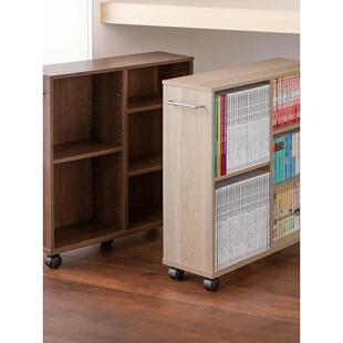 桌下书柜书架置物架收纳柜可移动抽拉储物架带轮可调节书柜夹缝柜